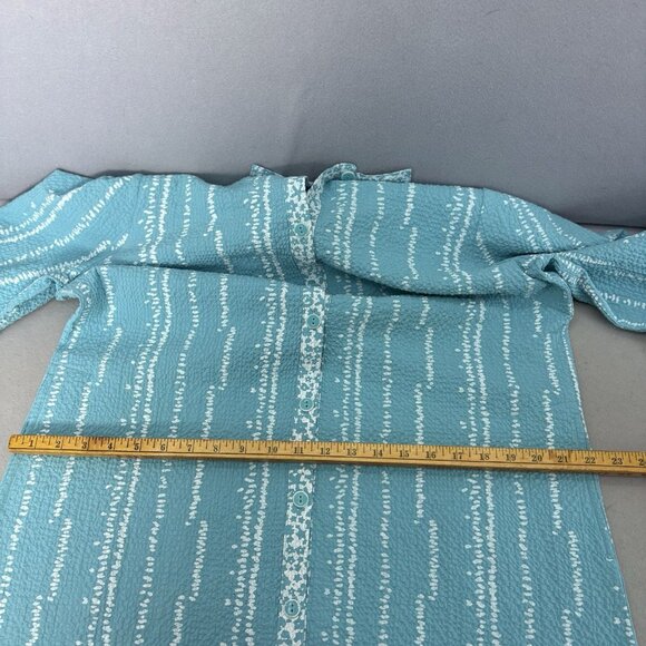Habitat‎ Coralie Crinkle Turquoise Shirt Dress SZ Large Casual, Coastal, Beach - Picture 12 of 16